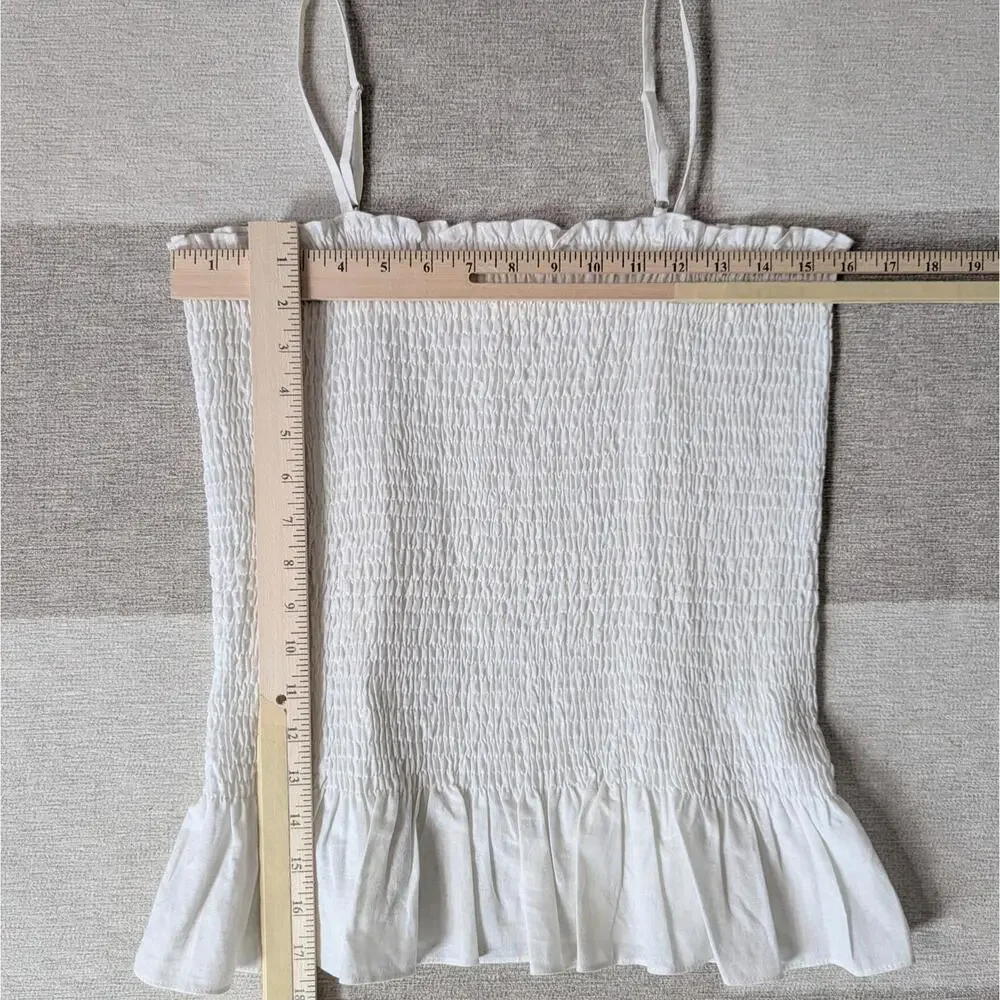 Anthropologie Maeve linen & cotton smocked peplum cami top - Picture 3 of 6